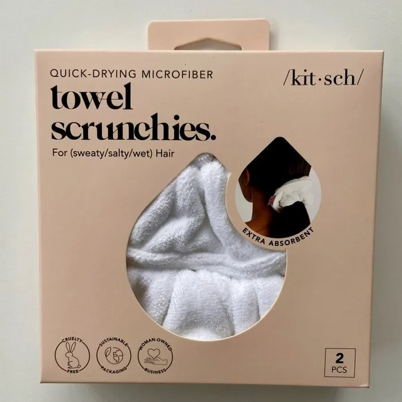 Kitsch Quick-Drying Microfiber Towel Scrunchies, Two Microfiber Hair Scrunchies - Picture 6 of 6